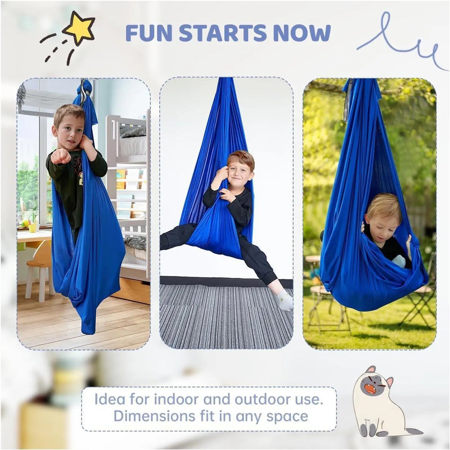Outdoor Sensory Swing Children's Calm Hammock Heavy-Duty Soft Rocking Swing for Patio Garden Backyard Treehouse Camping Bedroom