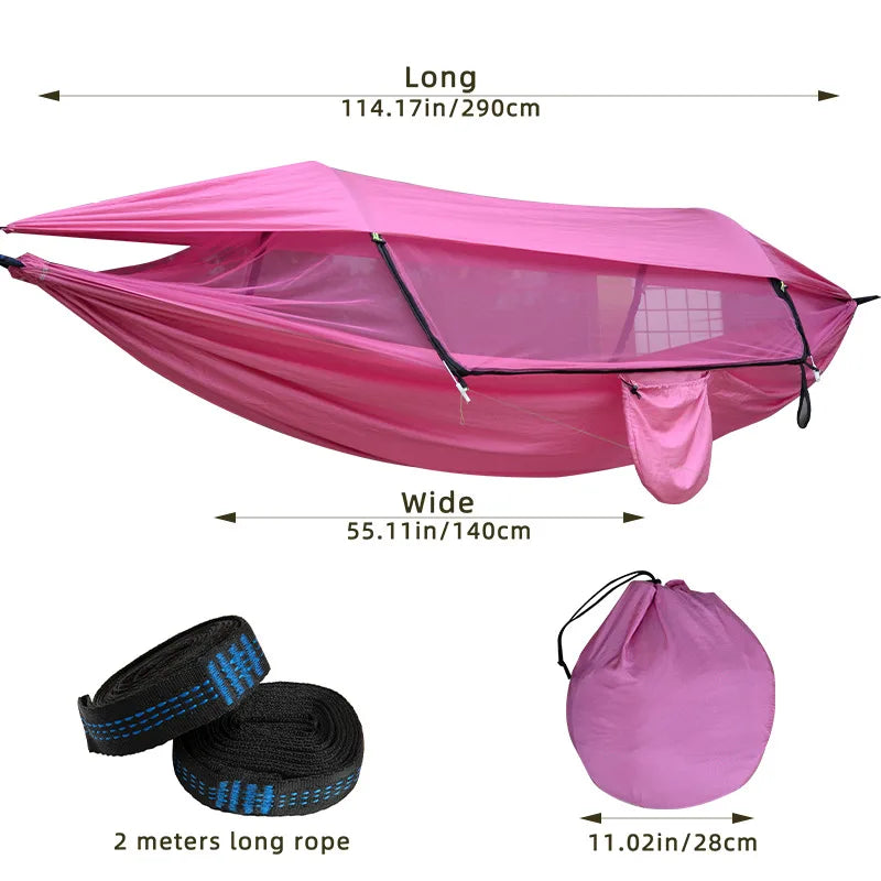 Portable Outdoor Camping Leisure Mosquito Net Hammocks Sunshade Canopy Travel Tourist Nature Hike Sleeping Hanging Hammock Swing