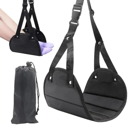 Airplane Footrest With Adjustable Strap, Portable Hammock Leg Rest, Perfect Travel Accessories