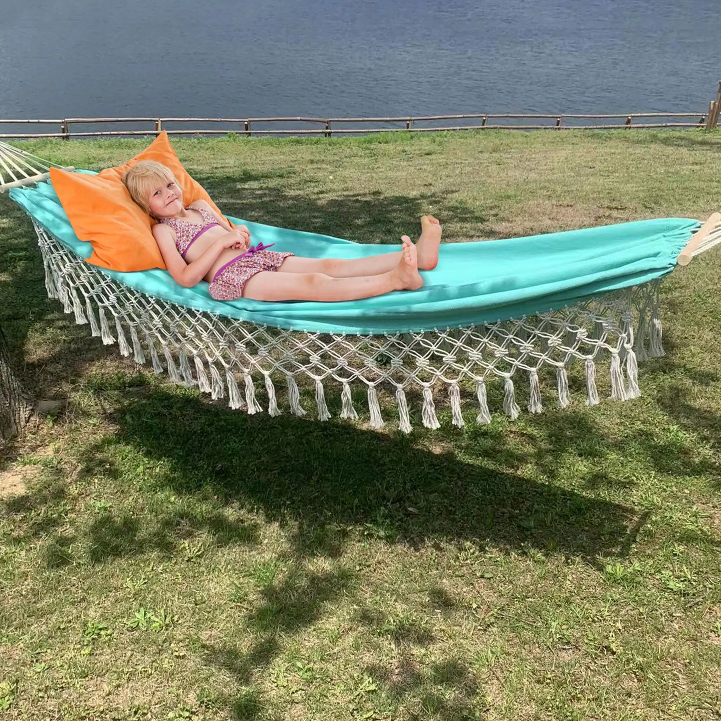 Hammock Outdoor Camping Leisure Canvas Thickened Swing Hammock Anti-rollover Perfect for Garden Patio Backyard