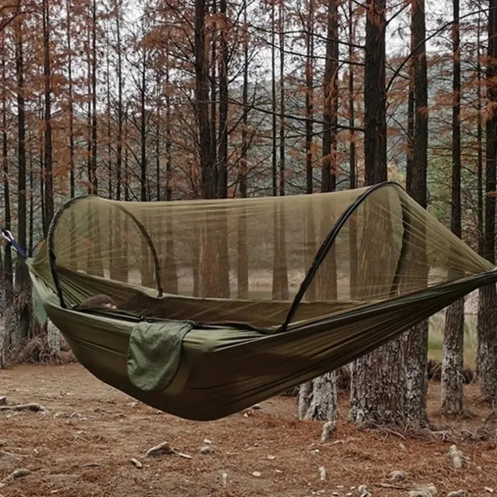Hammock Outdoor With Mosquito Net Adult Double Anti Rollover Anti Mosquito Camping Thick Mesh Bed Swing Nap Folding Picnic