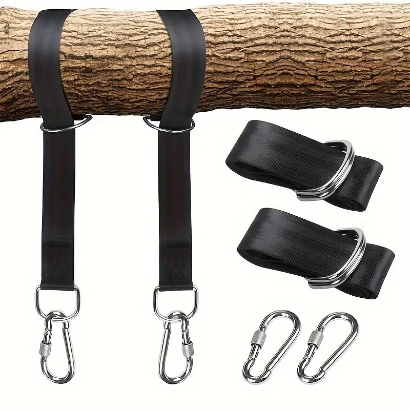 1/2pcs Durable Hammock Hanging Straps with Steel Hooks Outdoor Camping Hiking Accessories Swing Belt Heavy Duty