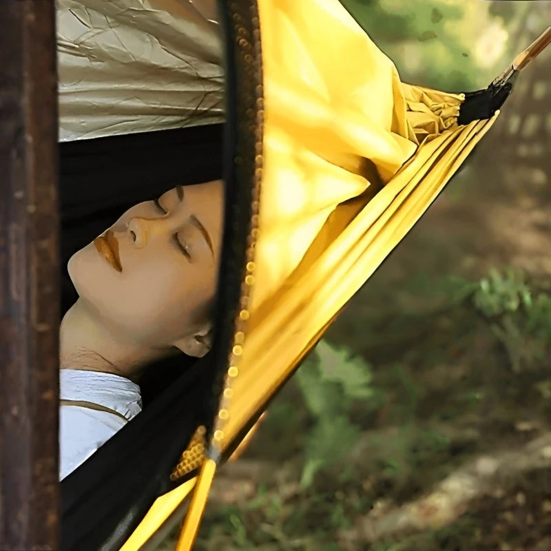 Outdoor Essential Camping Hammock Anti-mosquito and Insect Portable Foldable Quick-open Anti-rollover Nylon Sunshade Hammock