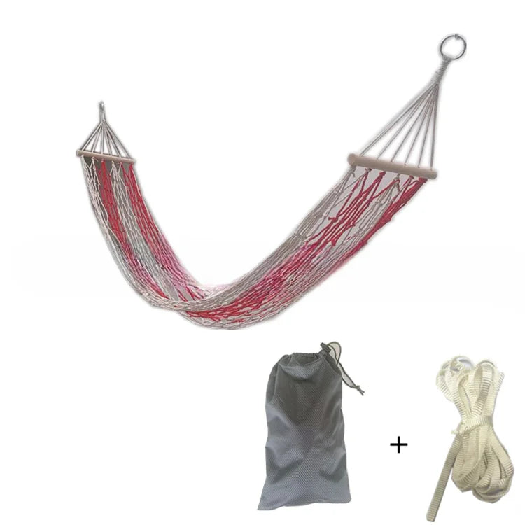 1Pcs Anti-turnover Cotton Mesh Hammock Outdoor Camping Mesh Hammock Short Stick Leisure Mesh Pocket Hammock