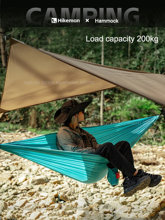 Outdoor Camping Hammock with Storage Bag 210T High Strength Hanging Sleeping Bed for Beach Picnic Load Capacity 200kg Hammocks