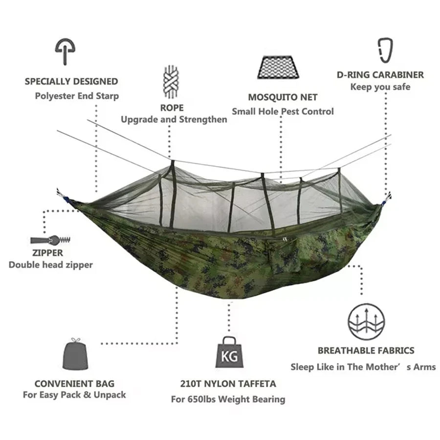 Camping Hammock with Mosquito Net Sleeping Tent Hammock Suitable Camping Hammock Outdoor Furniture for Garden for Camping Hiking
