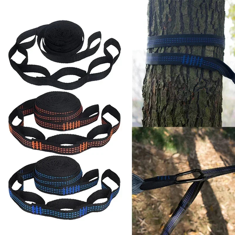 2PCS High Bearing Capacity Hammock Straps Breaking Strength Polyester Hammock Belt Rope with Ring Camping Gear Accessories