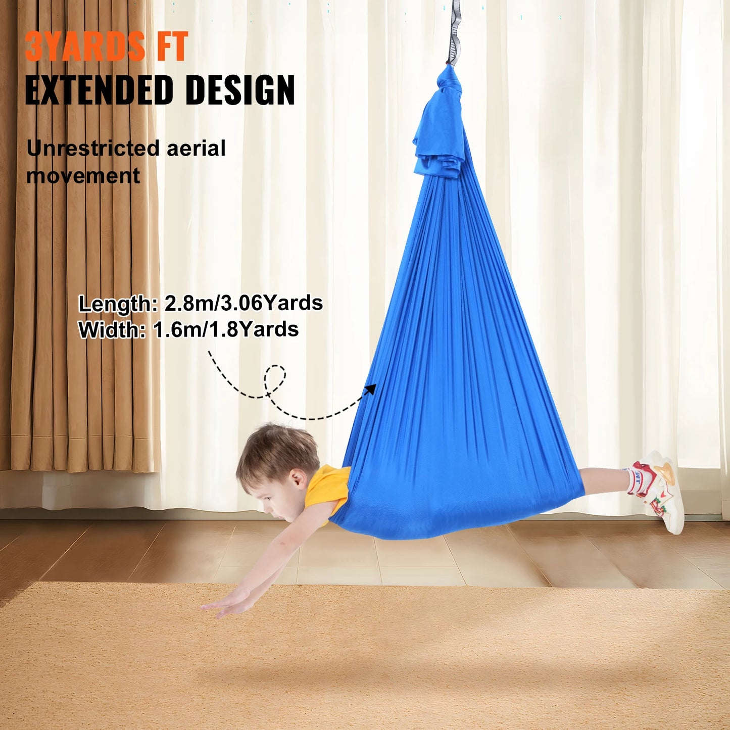 SucceBuy Sensory Swing for Kids with Special Needs 3 Yards Therapy Swing Cuddle Swing Indoor Hammock for Child Adult with Autism