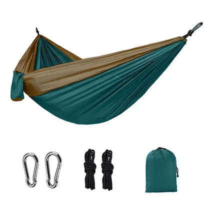 1PC Camping Hammock Single Person Portable Outdoor Hammock with Nylon Rope Parachute Fabric Color Hanging Bed Outdoor Furniture