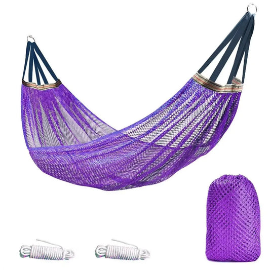 Portable Mesh Hammock Breathable Foldable Ice Silk Hanging Bed Anti-rollover With Storage Bag Outdoor Camping Swing Balcony