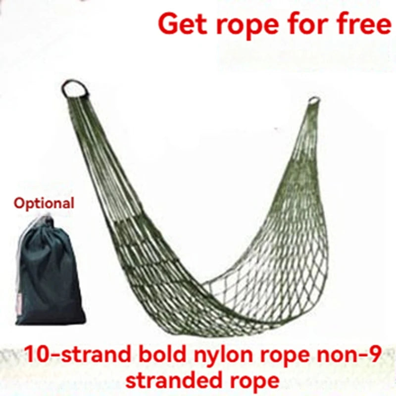 Outdoor Products Thickened Mesh Camping Hammock Nylon Rope Single Hammock Nylon Rope Hammock Mesh Hammock