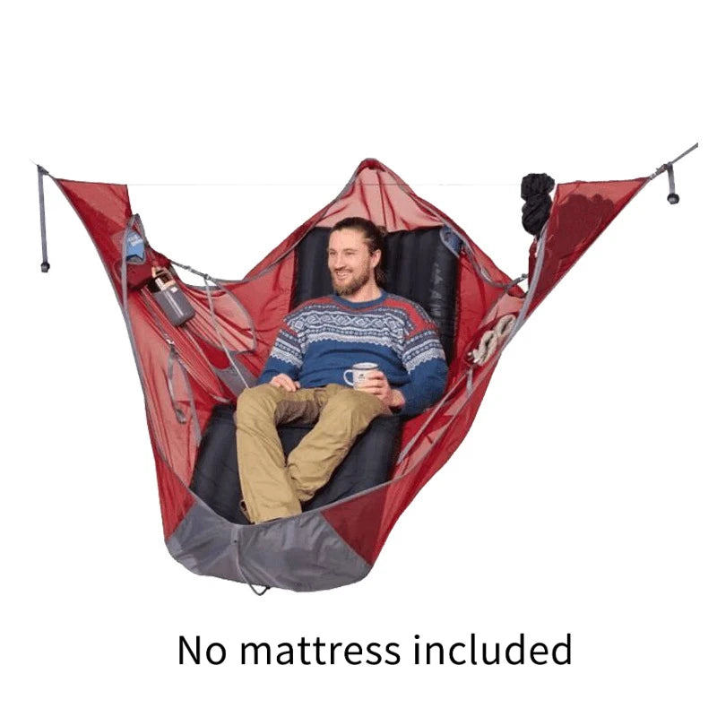 Outdoor Survival Portable Single Hammock Tear-Proof Anti Mosquito Flat Lying Hammock Multi-Color Optional