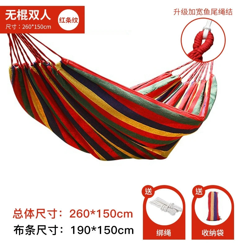 Outdoor camping hammocks, travel swing hammocks, storage beach hammocks, adult and child roll resistant canvas thick hammocks