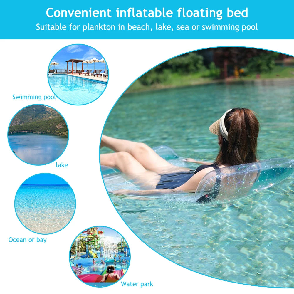 PVC Water Hammock Recliner Inflatable Floating Swimming Mattress Sea Swimming Ring Pool Party Toy Lounge Bed for Swimming
