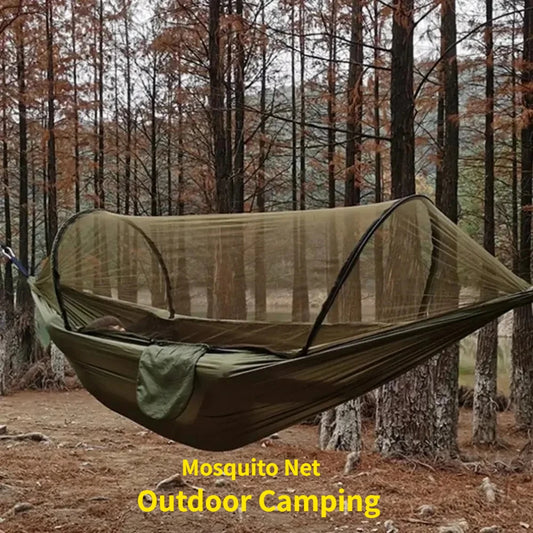 250x120cm Camping Hammock with Mosquito Net - Lightweight Hanging Hammocks, High Strength Parachute Fabric Outdoor Hanging Bed