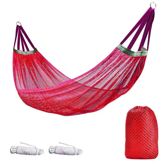 Sturdy Portable Mesh Hammock Cooling Foldable Ice Silk Hanging Bed With Storage Bag Comfortable Outdoor Camping Swing Garden