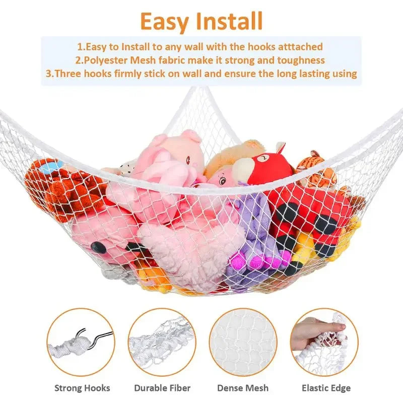 Cute Children Bedroom Storage Decoration Toys Storage Hammock Net Stuffed Animal Toy Hammock Organize Storage Mesh Holder Swing