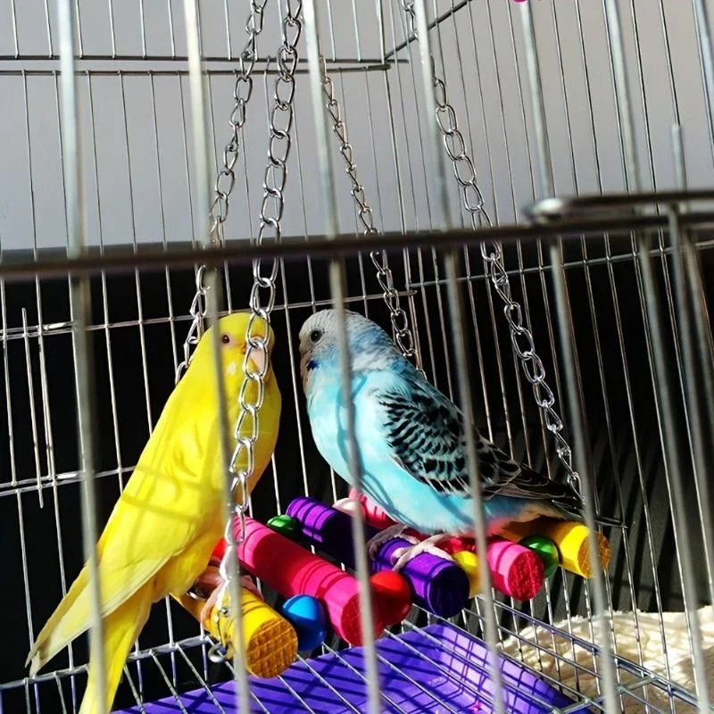 1pc Colorful Hanging Hammock Swing Toys for Pet Birds Perfect for Parrots Parakeets Budgies and Cockatiels