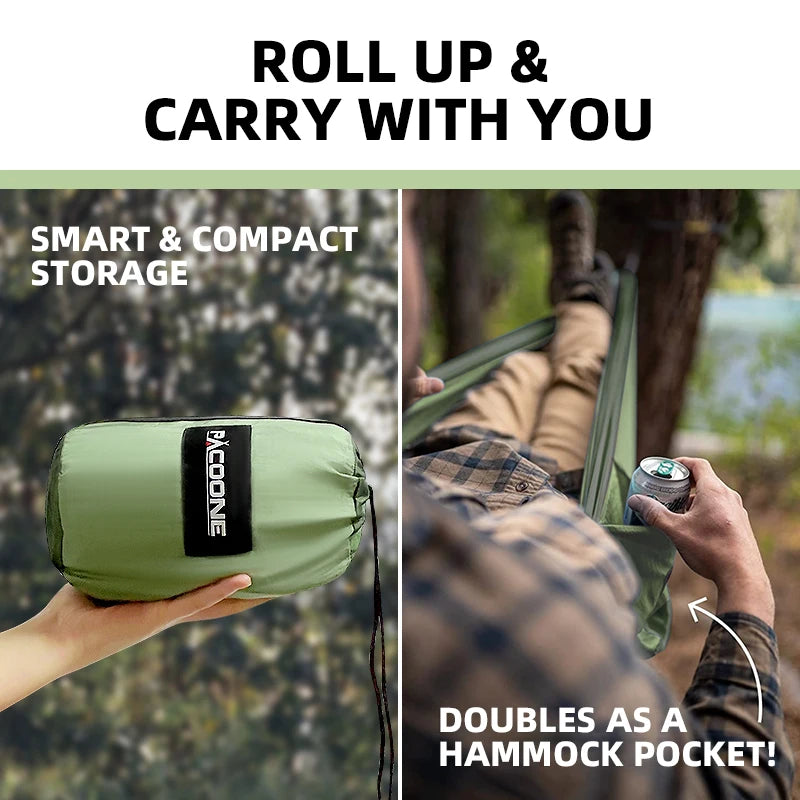 Outdoor Camping Hammock Portable Hammock Single or Double Hammock Camping Accessories Indoor Garden Yard Hammock Swing Travel