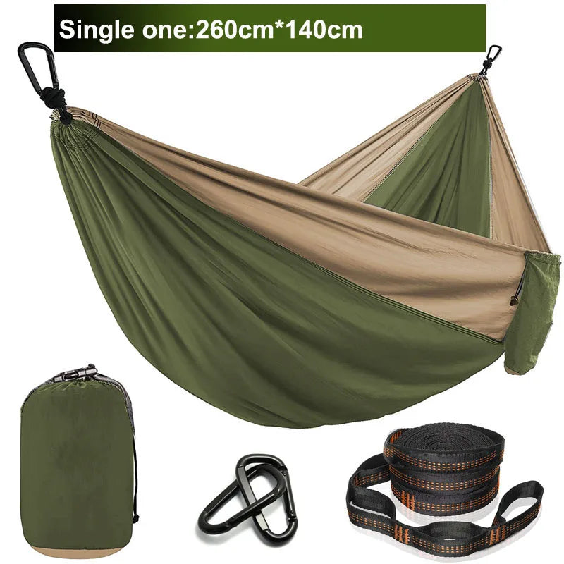 Camping hammocks with double and single portable hammocks with straps lightweight nylon parachute hammocks suitable for outdoor