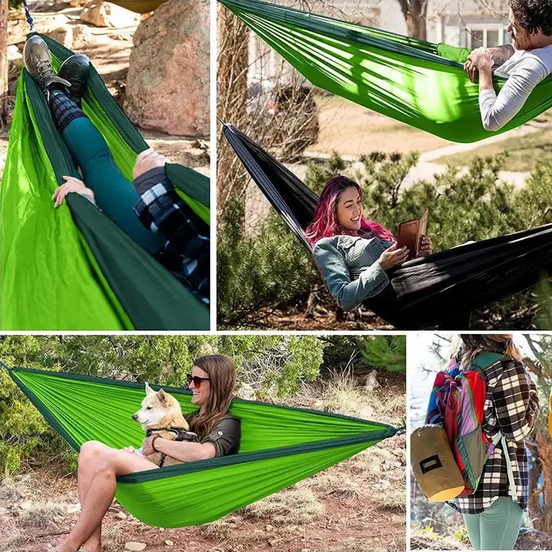 Double Portable Hammock for Camping Lightweight Nylon Parachute Hammock for Backpacking Travel Beach Backyard Patio Hiking