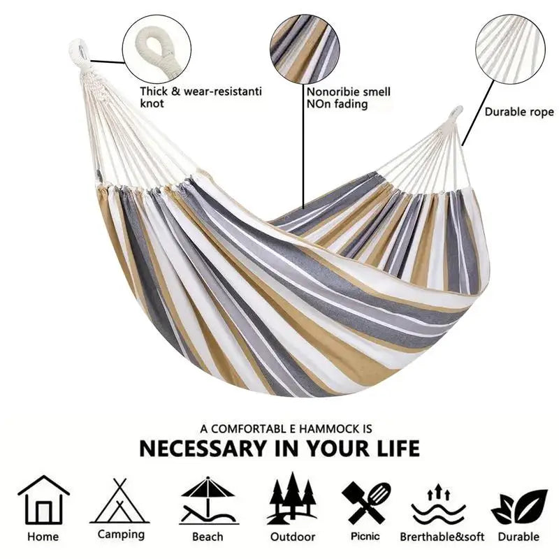Hammocks For Outside Two-Person Tree Hammock Striped Tree Hammock Thickened Kids Camping Swing With Organizer Bag For Indoor